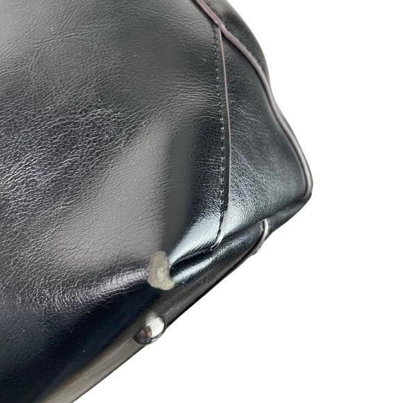 Kattee | Black Faux Leather Double Handle Tote Bag - Picture 7 of 10